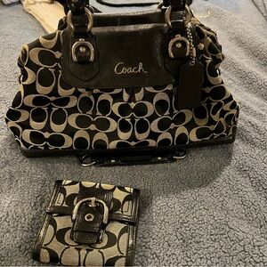 Vintage Coach handbag and small wallet